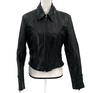 UNIK ULTRA LEATHER BRAIDED MEDIUM BIKER JACKET.